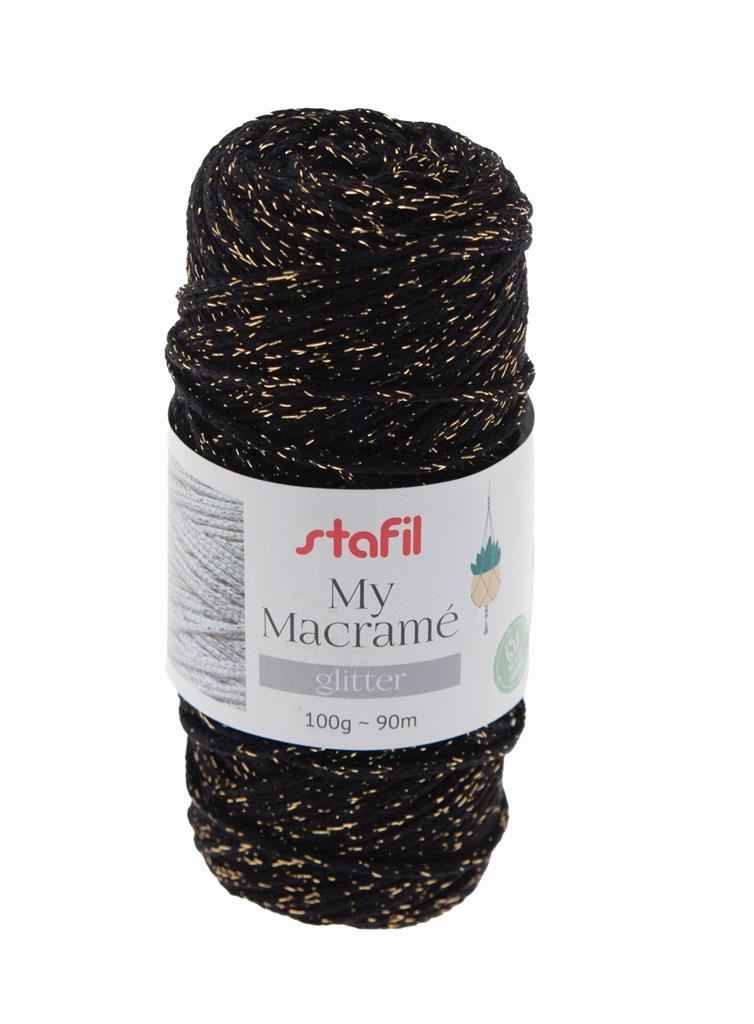 Filato My macramè glitter 100g - nero