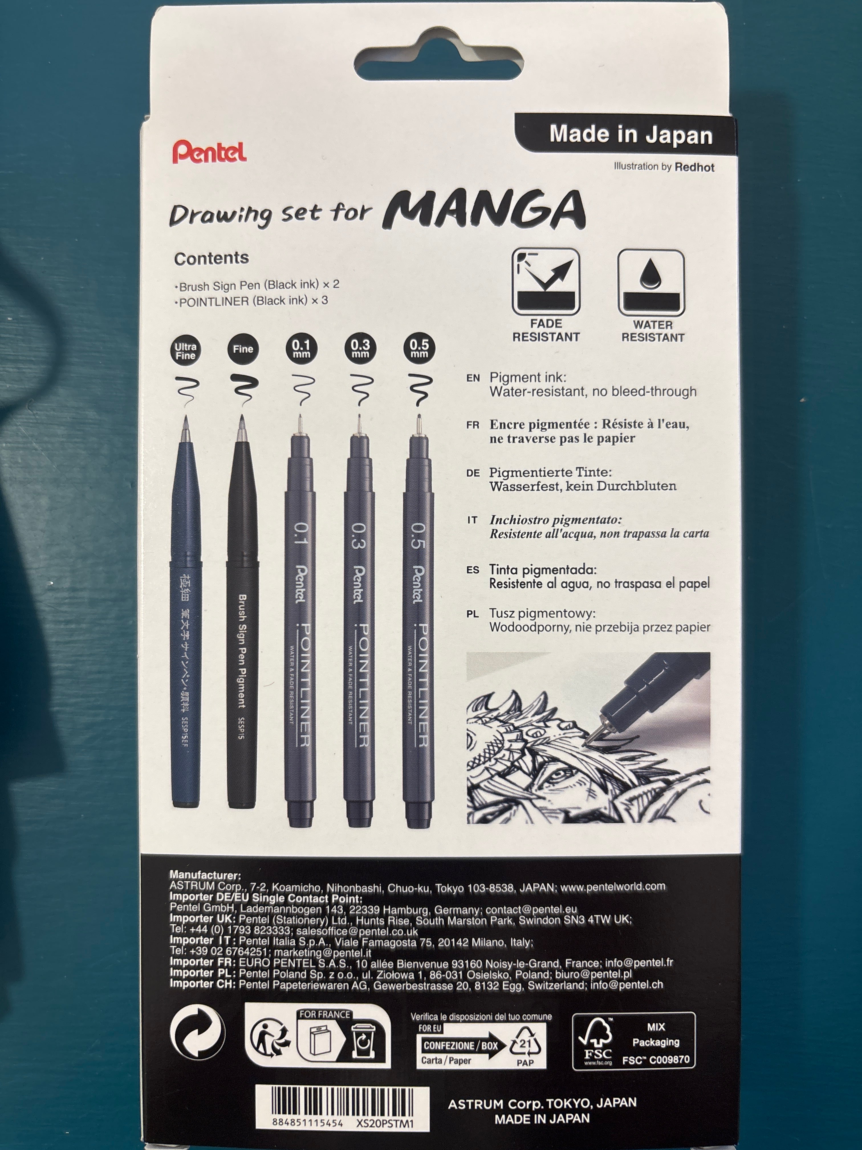 Drawing set for manga