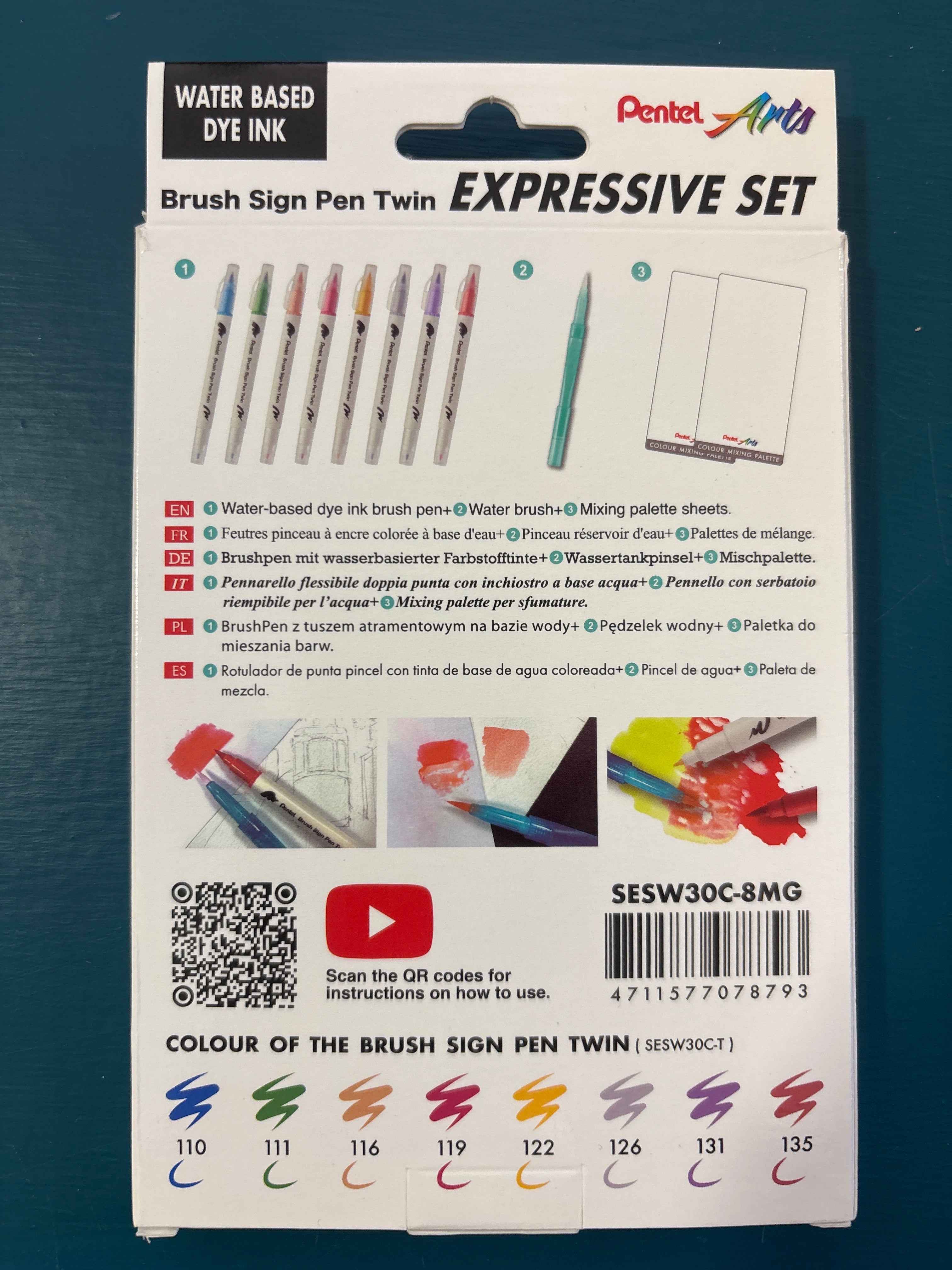 Set of 8 Brush sign pen twin for Manga