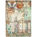 Carta riso A4 Gardens of time "cancello e farfalla"