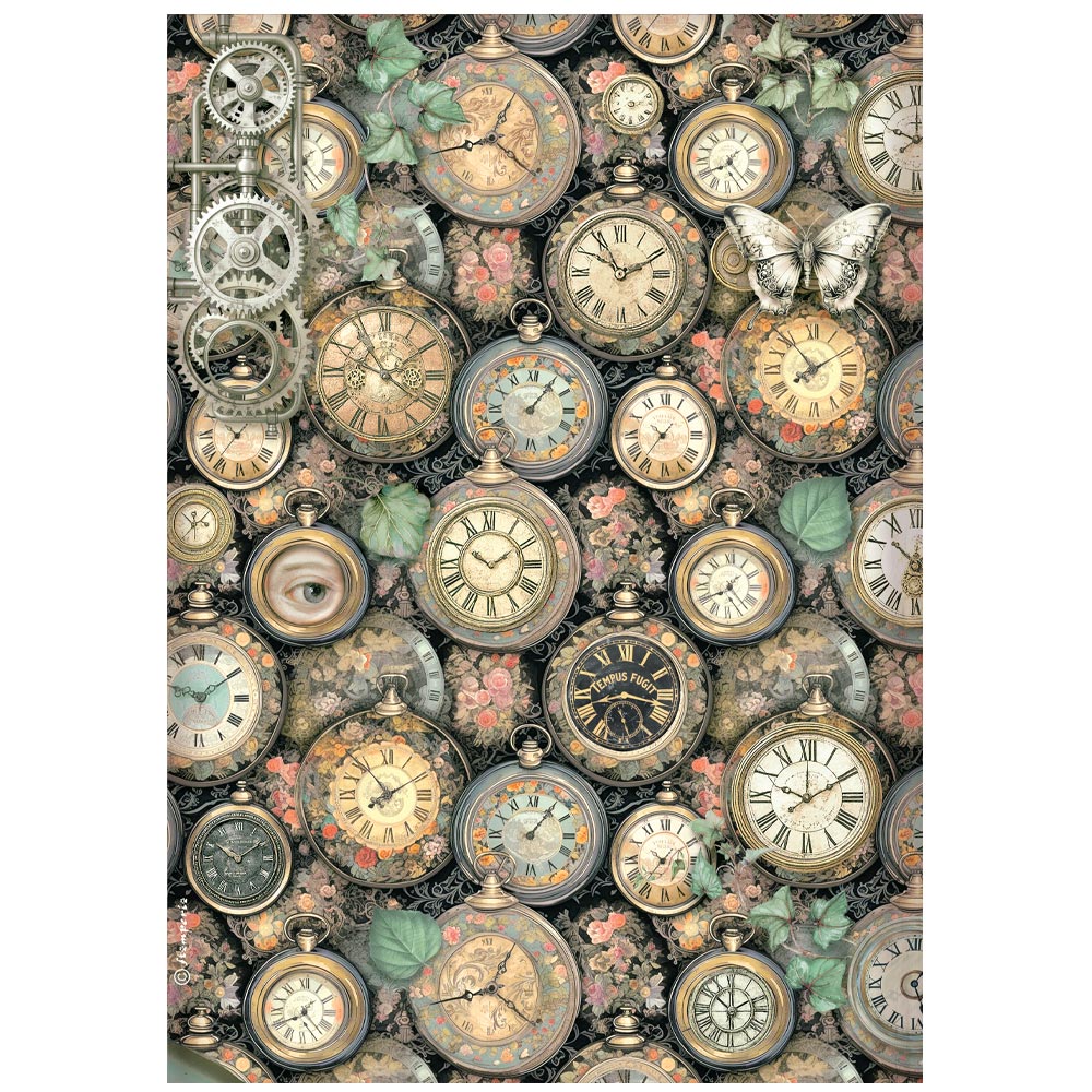 Carta riso A4 Gardens of time "sfondo orologi"