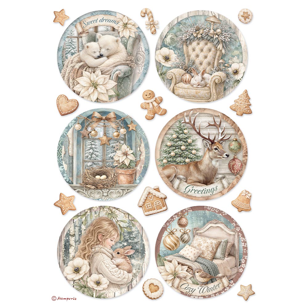 Carta riso A4 White Christmas tondi