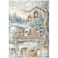 Carta riso A4 White Christmas tavola in festa