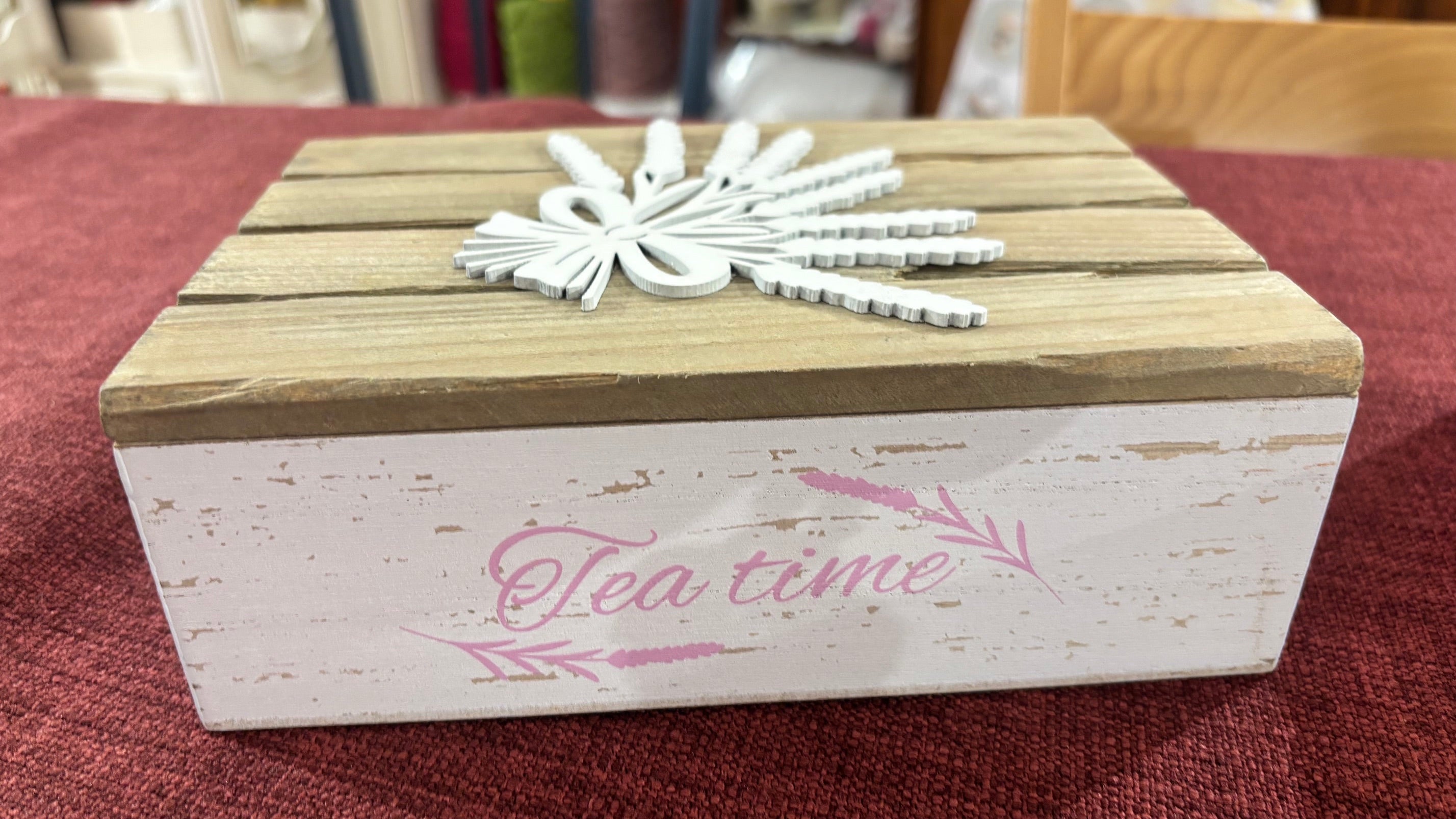 Scatola legno decorazioni lavanda bianca