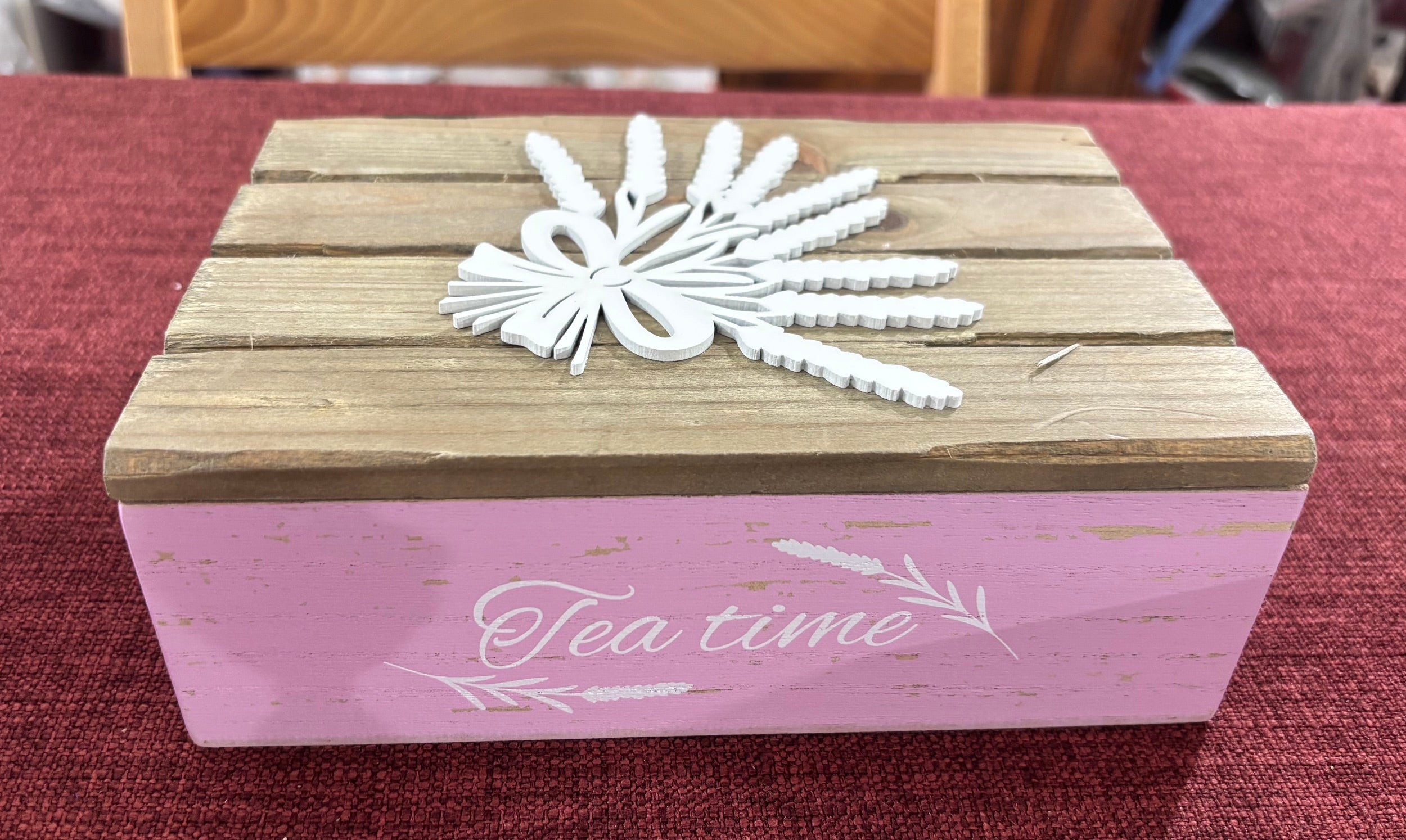 Scatola legno decorazioni lavanda ROSA