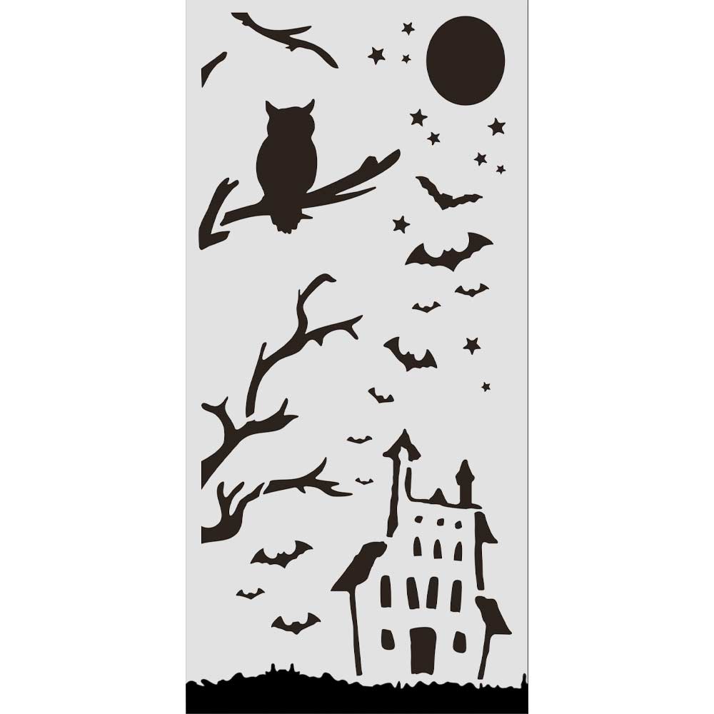 stencil 12x25 Halloween casa e gufo