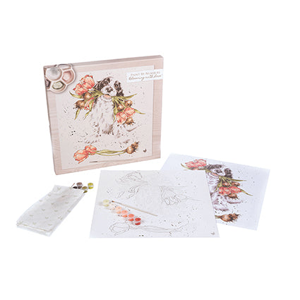 PAINT BY NUMBERS 'blooming with love' - cagnolino Spaniel