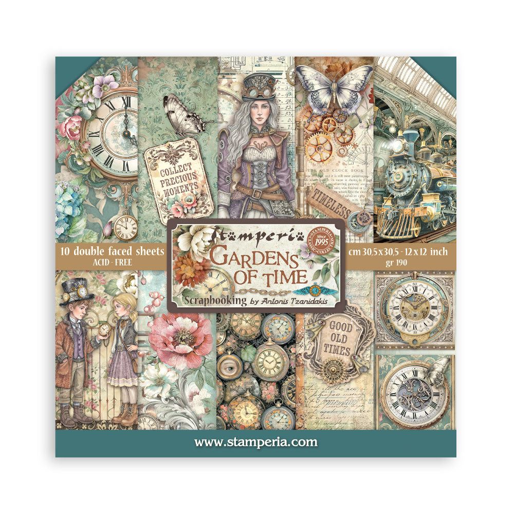 Paper pad 10 fogli bifacciali Gardens of time 12"