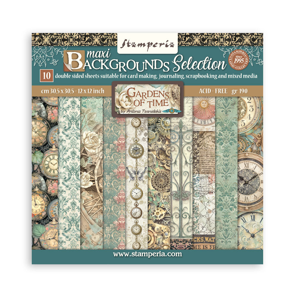Paper pad 10 fogli bifacciali Gardens of time 12" Background