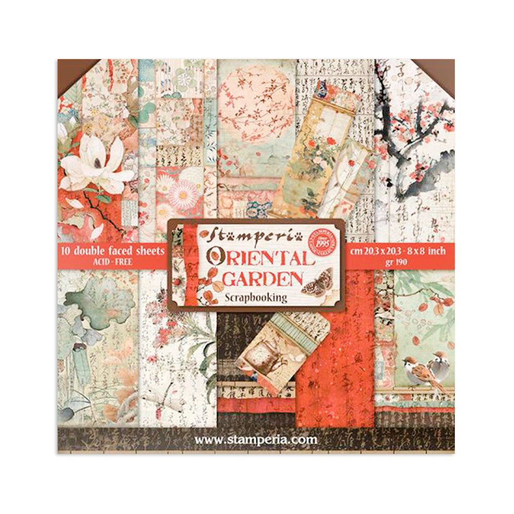 Blocco 10fg doubleface Oriental garden 8"x8"
