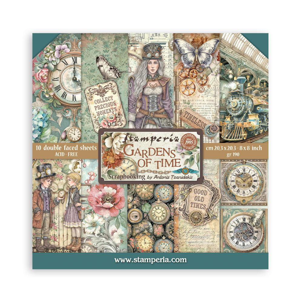 Paper pad 10 fogli bifacciali Gardens of time 8"