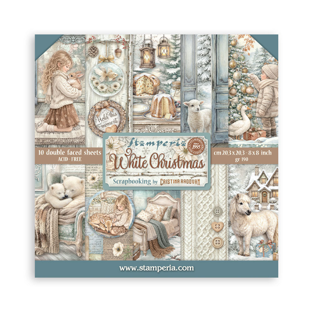Blocco 10fg doubleface White Christmas 8"x8"
