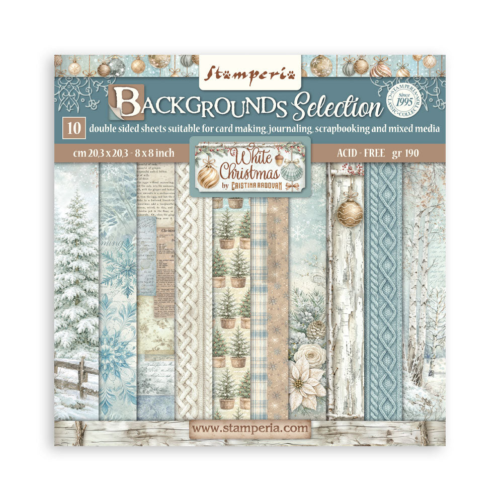 Blocco 10fg doubleface White Christmas 8"x8" backgrounds