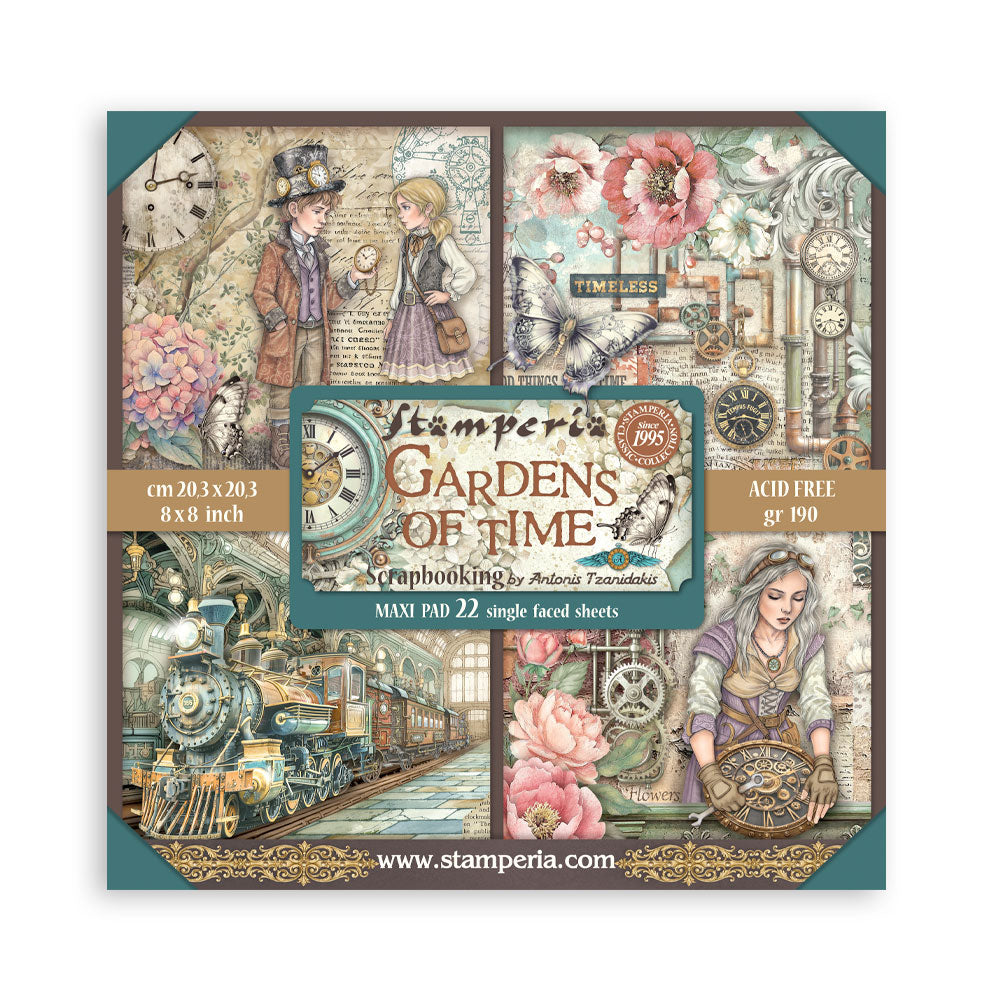 Paper pad 22 fogli singoli Gardens of time 8"