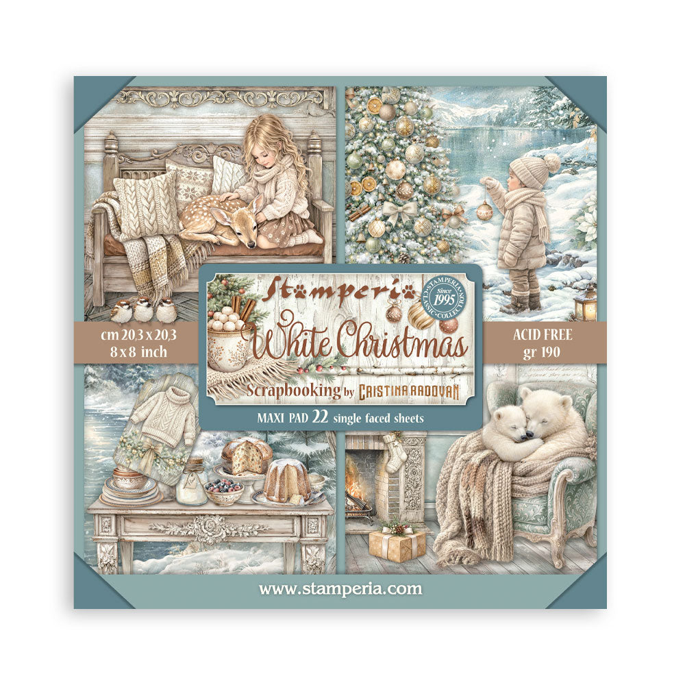 Blocco 22 fogli singleface White Christmas 8"