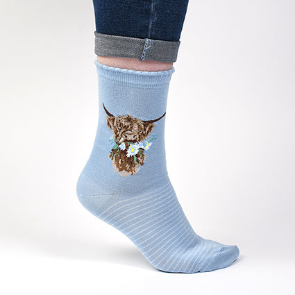 Calzine super soffici -donna- 'Daisy Coo' mucca delle Highlands