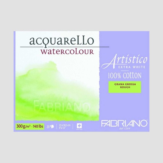 Set 5 fogli 56x76cm carta Artistico Fabriano Extra white 300gr grana GROSSA