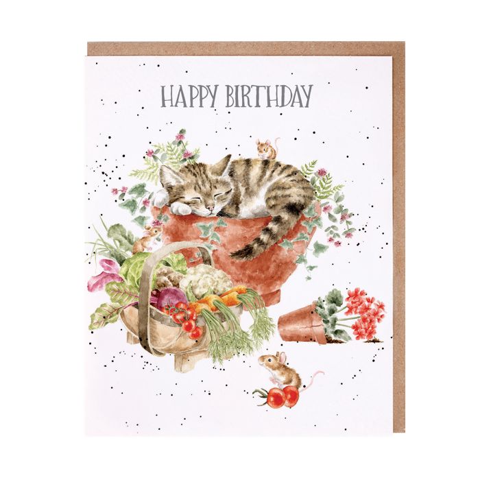 Biglietto auguri buon compleanno Happy Birthday 'purrrfect birthday' - gattino & topino
