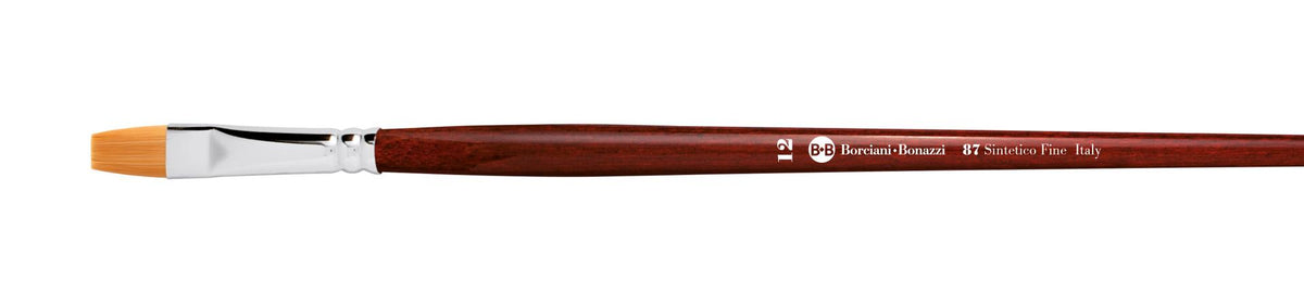 B-B Serie 87 n. 14 pennello piatto in pelo sintetico oro manico lungo