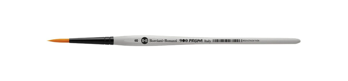 B-B Pennello PRISMA -900-n.20 tondo pelo sintetico oro, manico corto sagomato grigio
